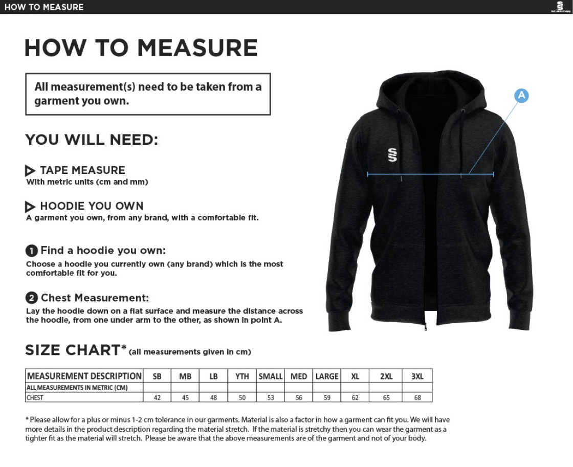 Chardstock Cricket Club Dual Hoody - Size Guide