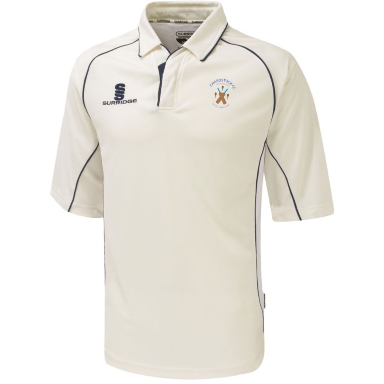 Chardstock Cricket Club Premier 3/4 Sleeve Navy Trim Shirt