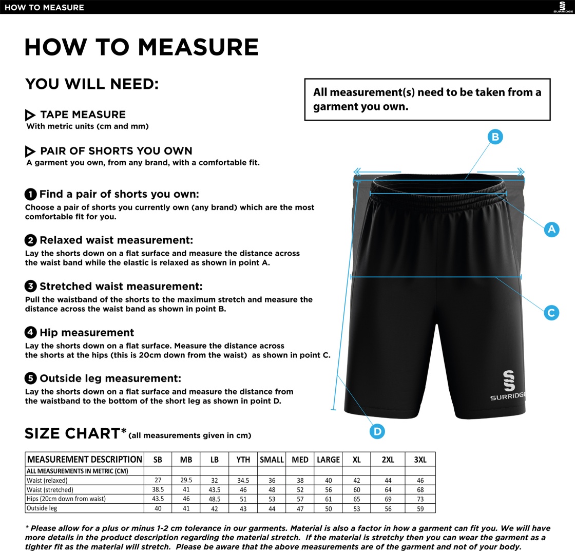 Chardstock Cricket Club Blade Shorts Navy - Size Guide